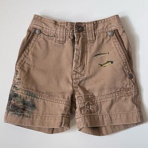 Polo Ralph Lauren Boys’ Distressed Tan Shorts with Illustrations - 9M